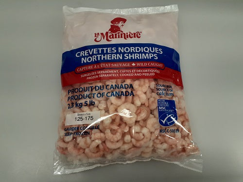 Crevettes Nordiques 125-175 Surgelées. Sac de 5 livres