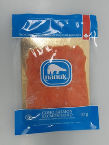 Filet Saumon Coho Fumé Nanuk Surgelé. Paquet de 85gr, 140gr et 500gr